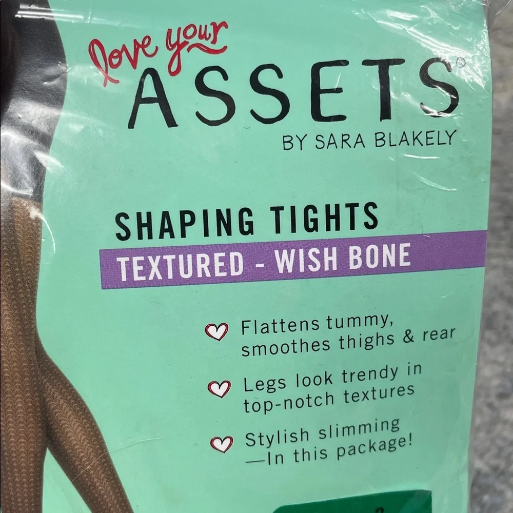 New Assets Sara Blakely Shaping Tights Textured Wish Bone Slimming Black Sz 3